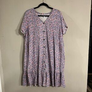 J. Jill Pink Floral Midi Dress